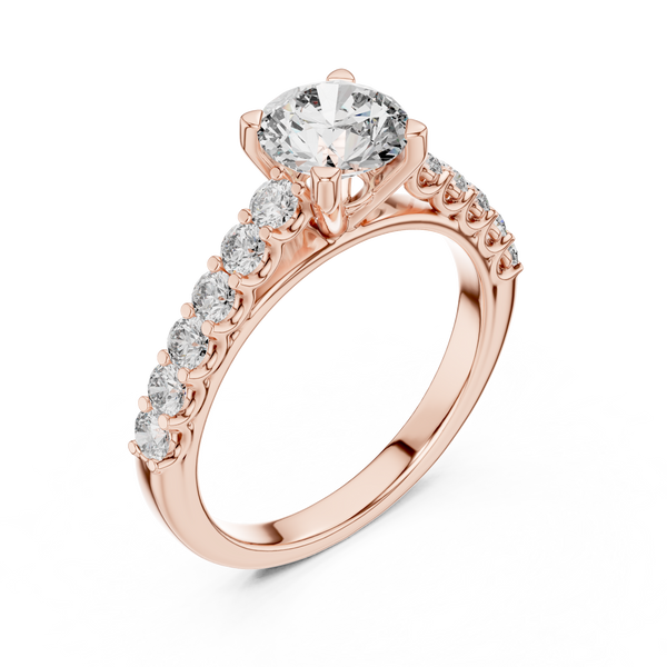 Elara Round Diamond Shoulder Ring