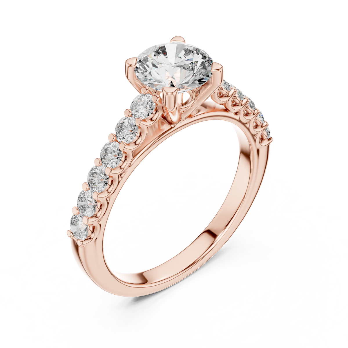 Elara Round Diamond Shoulder Ring