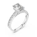 Elara Emerald Diamond Hidden Halo Pavé Ring