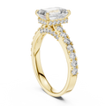 Elara Emerald Diamond Hidden Halo Pavé Ring
