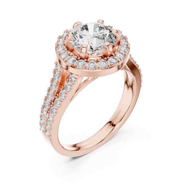 Aurelia Round Diamond Halo Split-Shank Ring