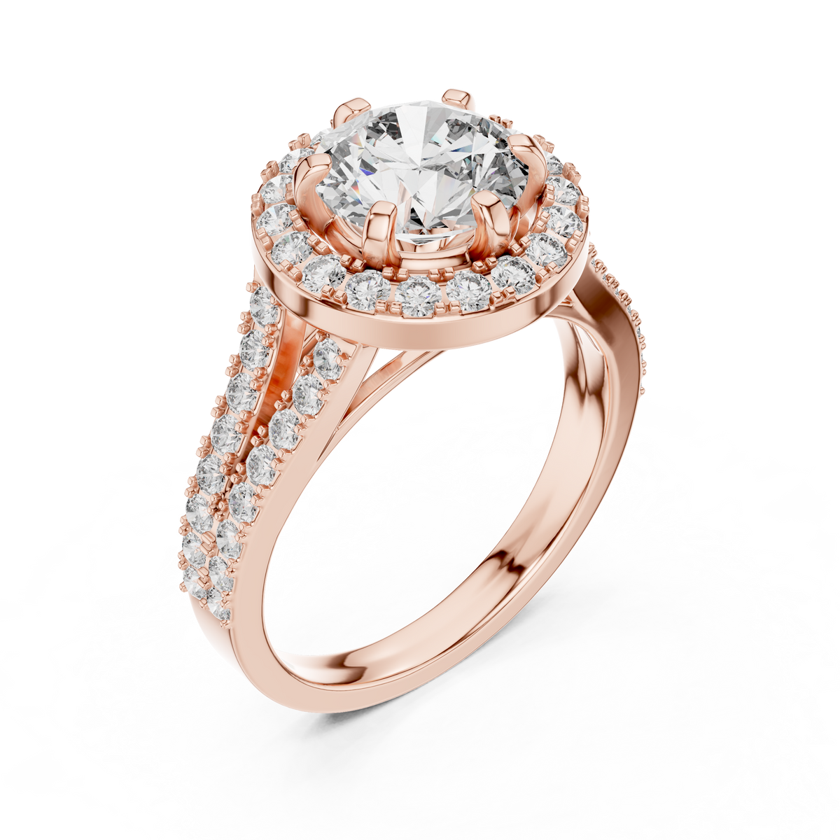 Aurelia Round Diamond Halo Split-Shank Ring