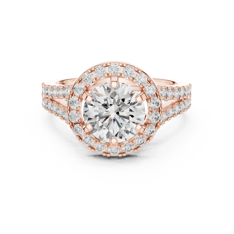 Aurelia Round Diamond Halo Split-Shank Ring detail