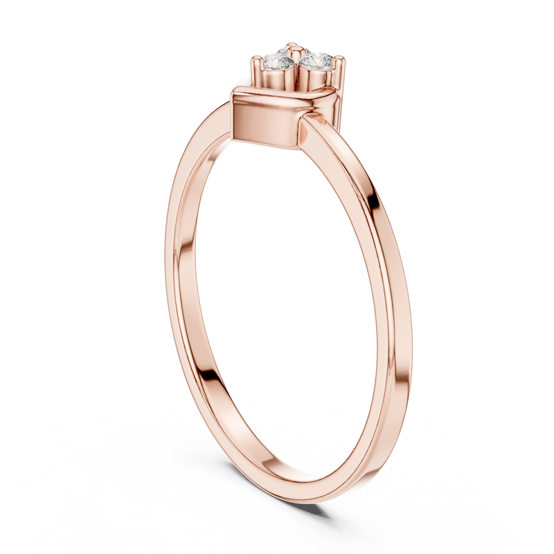 Amorette Three Diamond Heart Ring detail