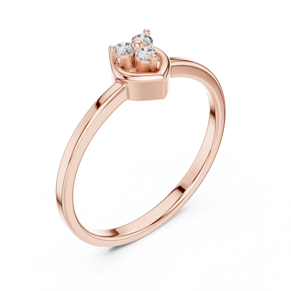 Amorette Three Diamond Heart Ring