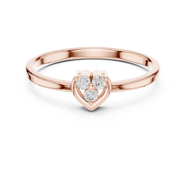 Amorette Three Diamond Heart Ring