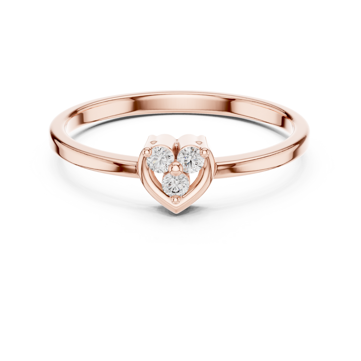 Amorette Three Diamond Heart Ring