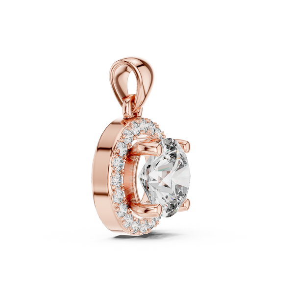 Celeste Round Brilliant Diamond Halo Pendant