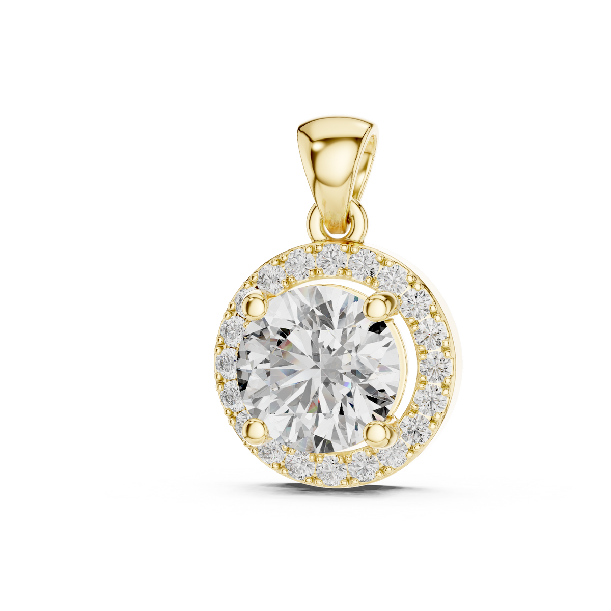 Celeste Round Brilliant Diamond Halo Pendant