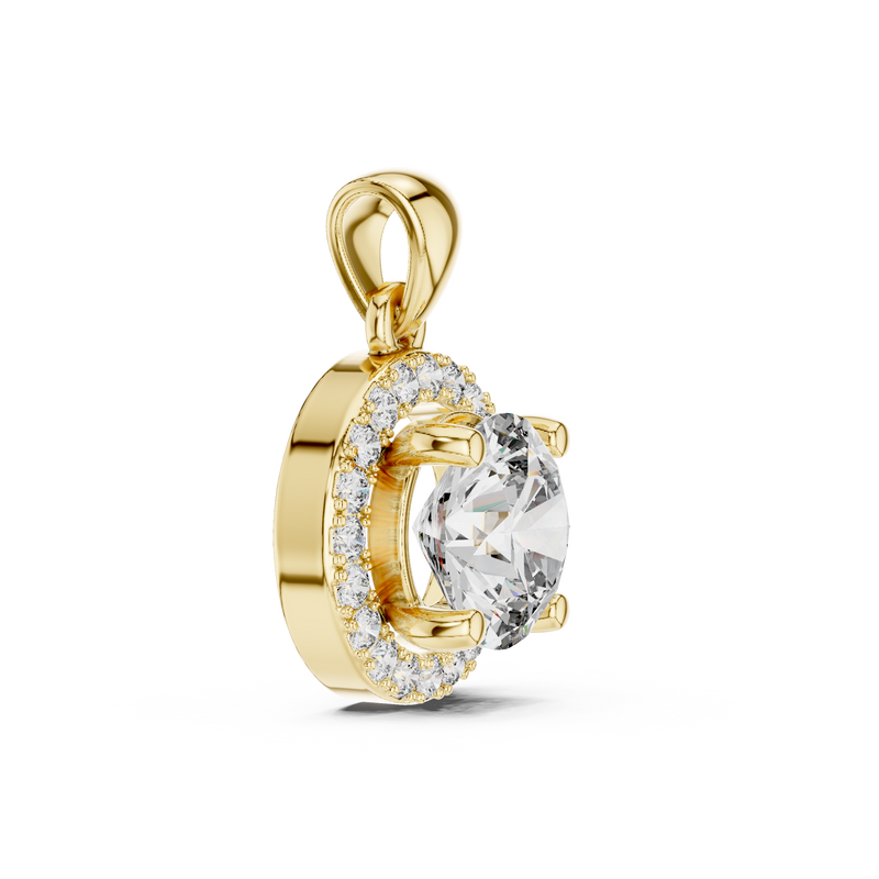 Celeste Round Brilliant Diamond Halo Pendant detail