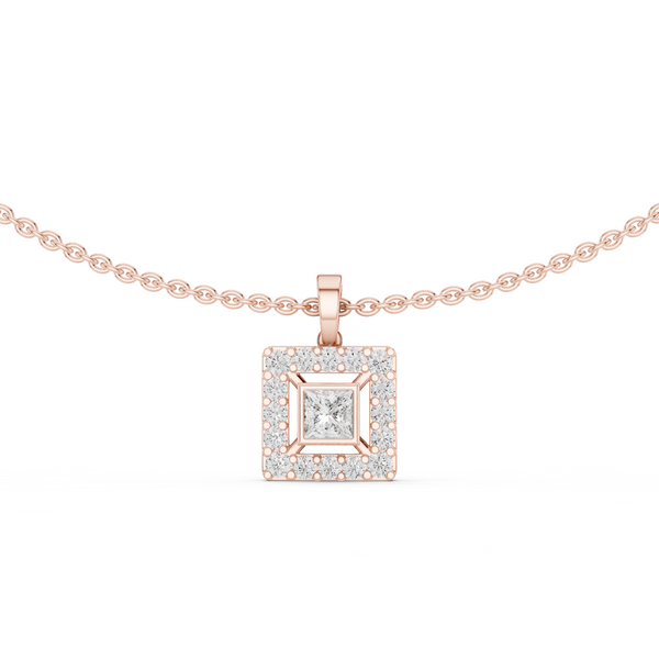 Seren Princess-Cut Diamond Halo Necklace