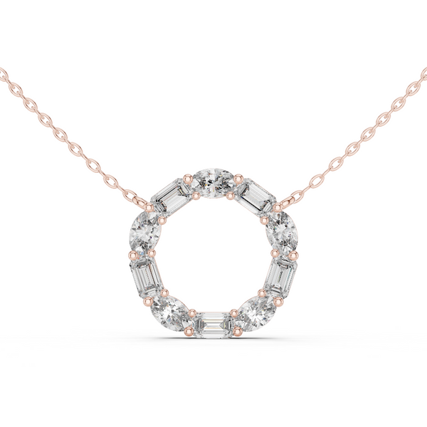 Virelia Oval & Emerald Diamond Circle Pendant