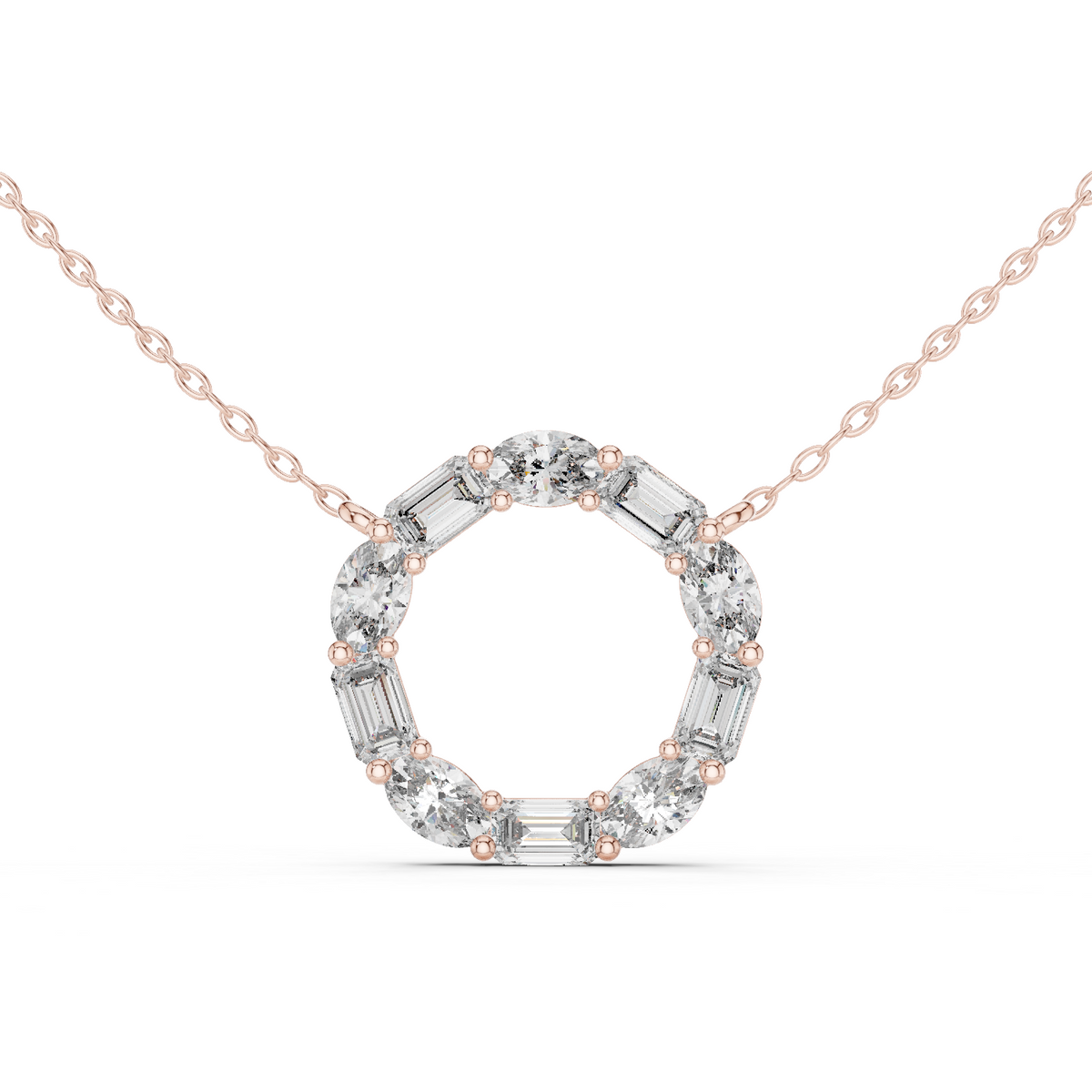Virelia Oval & Emerald Diamond Circle Pendant