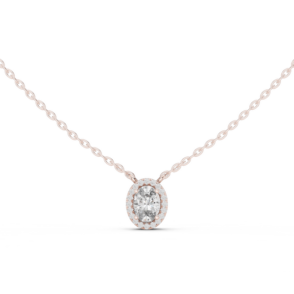 Lunelle Oval Diamond Halo Pendant