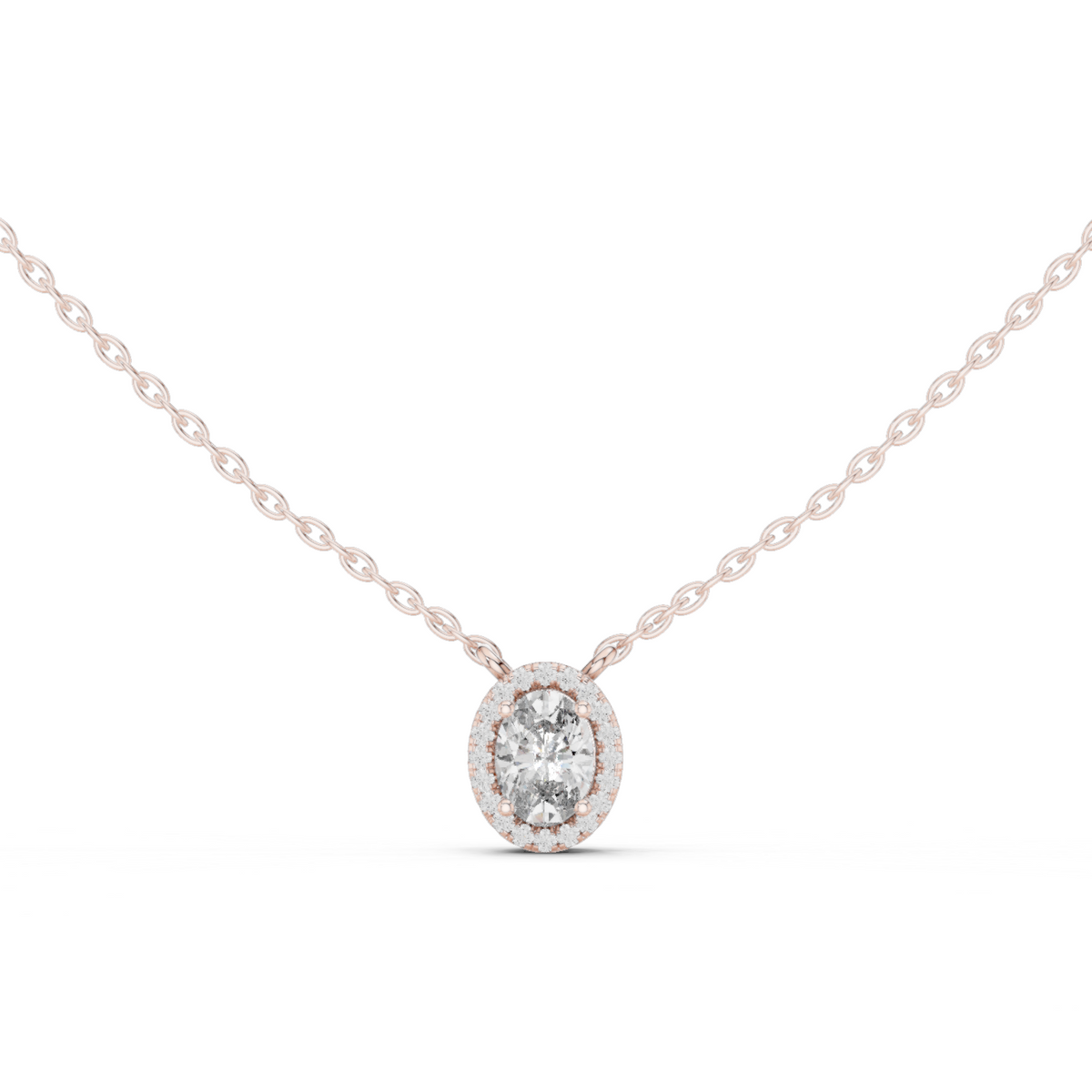 Lunelle Oval Diamond Halo Pendant