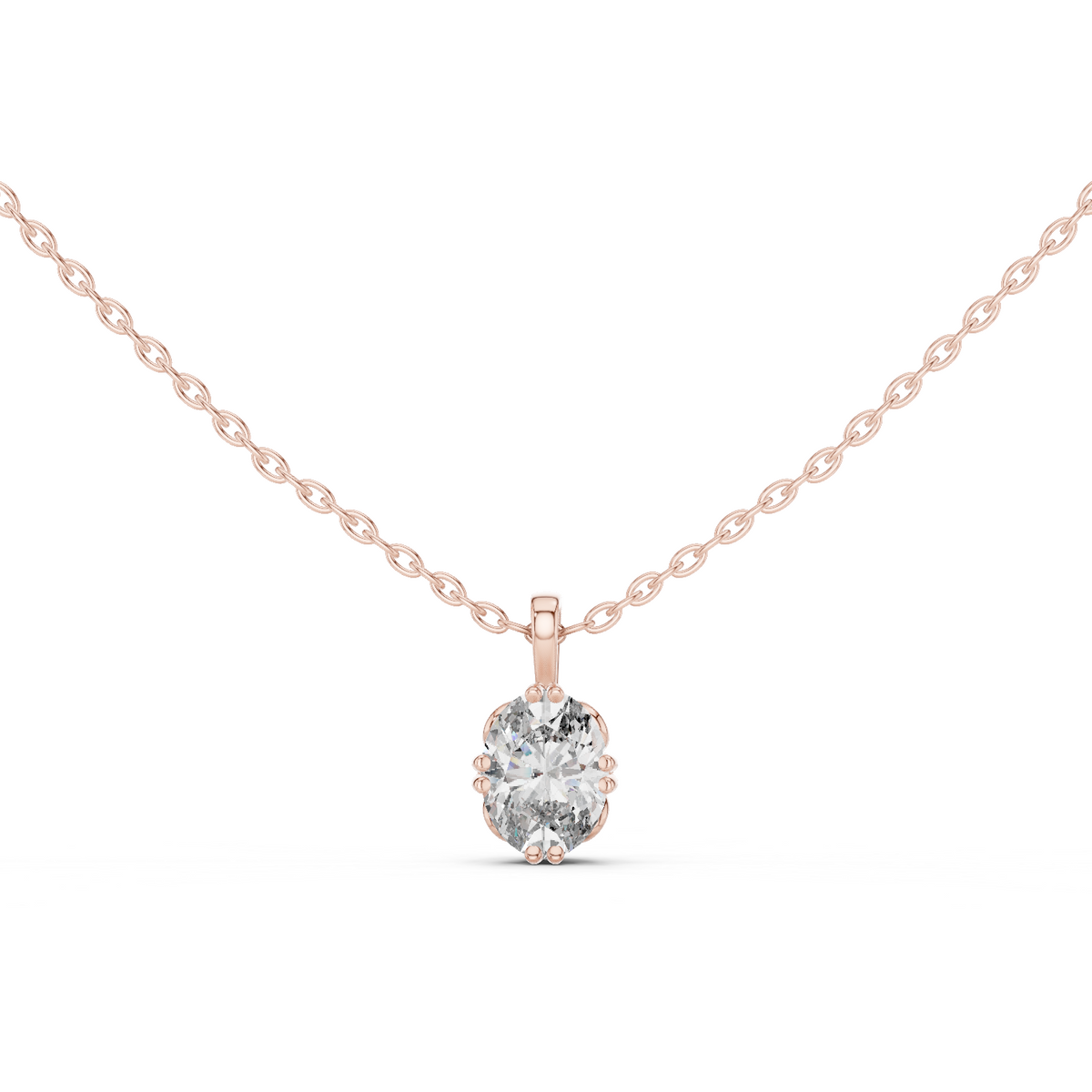 Arielle Oval Diamond Solitaire Pendant