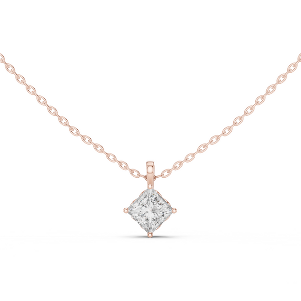 Isolde Princess Cut Diamond Solitaire Pendant