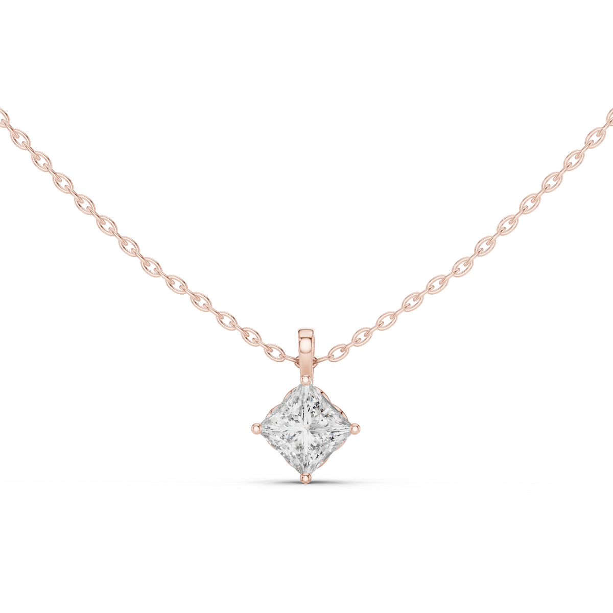 Isolde Princess Cut Diamond Solitaire Pendant