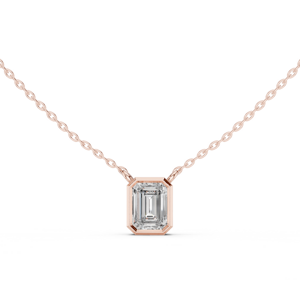 Varelle Emerald Cut Diamond Bezel Pendant