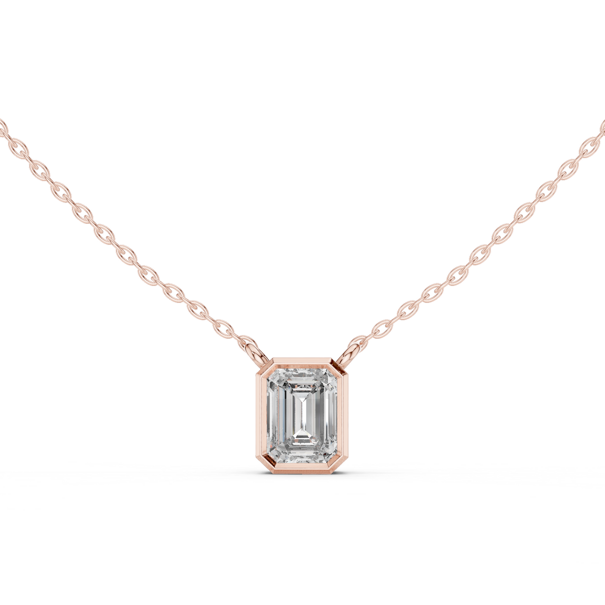 Varelle Emerald Cut Diamond Bezel Pendant