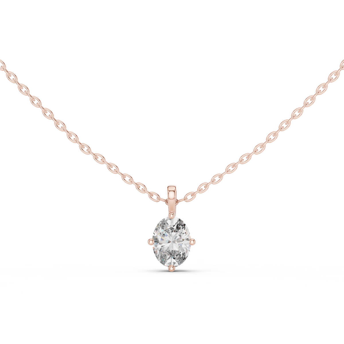 Solenne Oval Diamond Solitaire Pendant