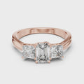 Celestine Emerald & Princess Diamond Three-Stone Ring
