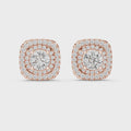 Double Halo Cushion Diamond Stud Earrings
