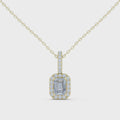 Elara Emerald Cut Diamond Halo Pendant