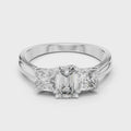 Celestine Emerald & Princess Diamond Three-Stone Ring