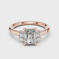 Elodie Three Stone Radiant & Emerald Cut Diamond Ring
