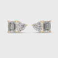 Harmony Emerald & Heart Diamond Stud Earrings