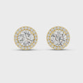 Elara Round Brilliant Diamond Halo Stud Earrings