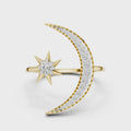 Celestine Moon and Star Diamond Ring