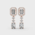 Regal Emerald Halo Drop Diamond Earrings