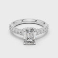 Elara Emerald Diamond Hidden Halo Pavé Ring