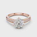 Aveline Round Brilliant Diamond Pavé Solitaire Ring