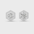 Celestia Round Brilliant Diamond Hexagonal Halo Stud Earrings