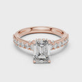 Elara Emerald Diamond Hidden Halo Pavé Ring