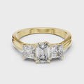 Celestine Emerald & Princess Diamond Three-Stone Ring