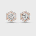 Celestia Round Brilliant Diamond Hexagonal Halo Stud Earrings