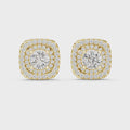 Double Halo Cushion Diamond Stud Earrings