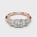 Elodie Three Stone Princess Cut Diamond Ring