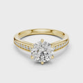 Aveline Round Brilliant Diamond Pavé Solitaire Ring