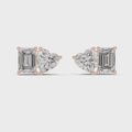 Harmony Emerald & Heart Diamond Stud Earrings