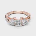 Seraphina Princess & Heart Diamond Three-Stone Ring