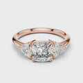 Seraphina Cushion & Trillion Three Stone Diamond Ring
