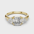 Seraphina Cushion & Trillion Three Stone Diamond Ring