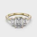 Elara Three Stone Emerald Cut Diamond Ring