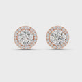 Elara Round Brilliant Diamond Halo Stud Earrings