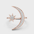 Celestine Moon and Star Diamond Ring